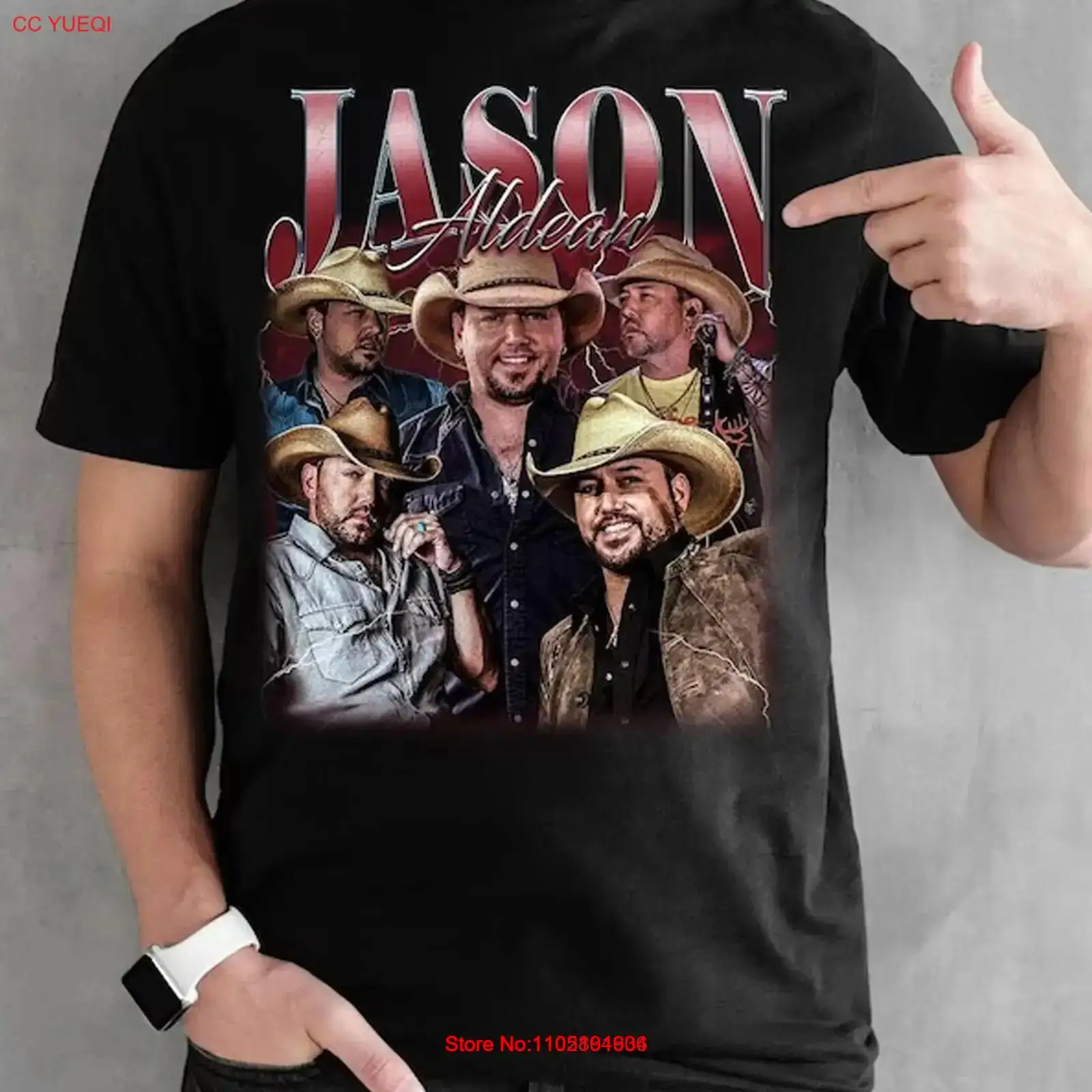 Vintage Fashion Collage - Jason Aldean VTG kolaj siyah tişört