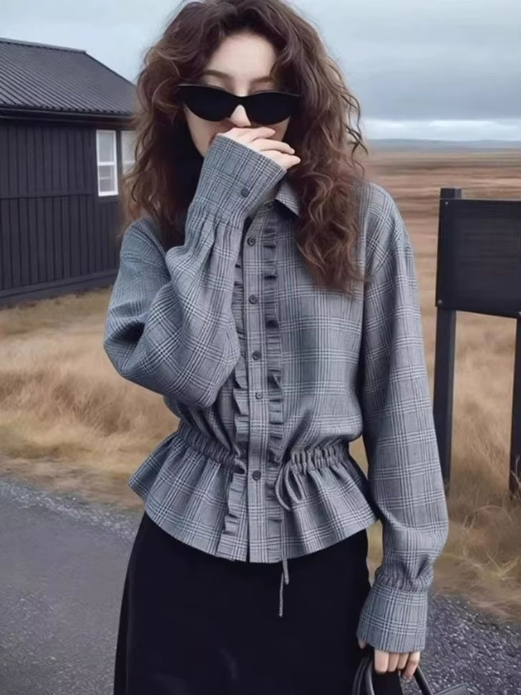 Vintage Fashion Drawings - Moda Tasarım Gömlekleri Uzun Kollu Fırfırlı